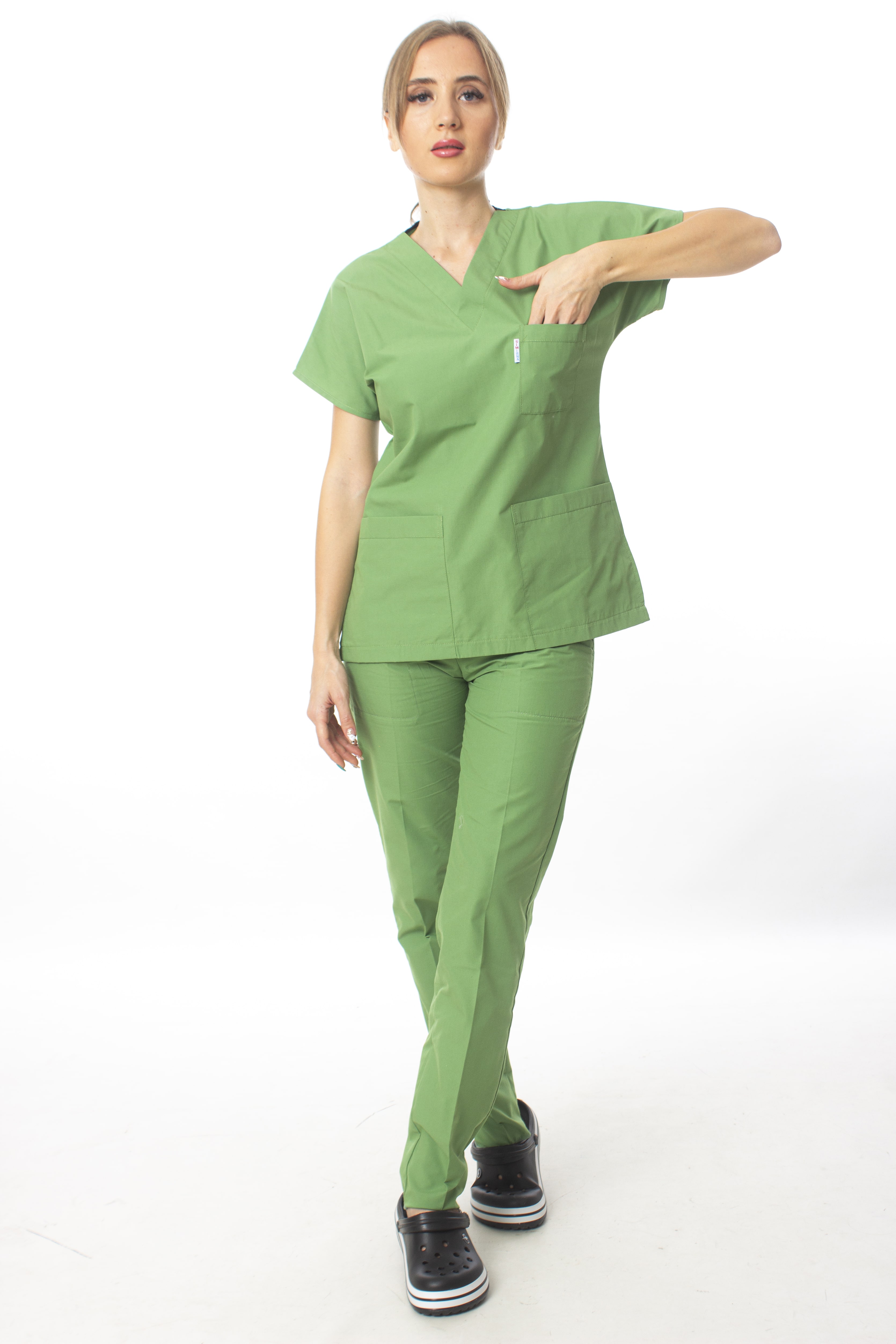 Fıstık Yeşili Cerrahi Doktor Hemşire Scrubs Forma Takım