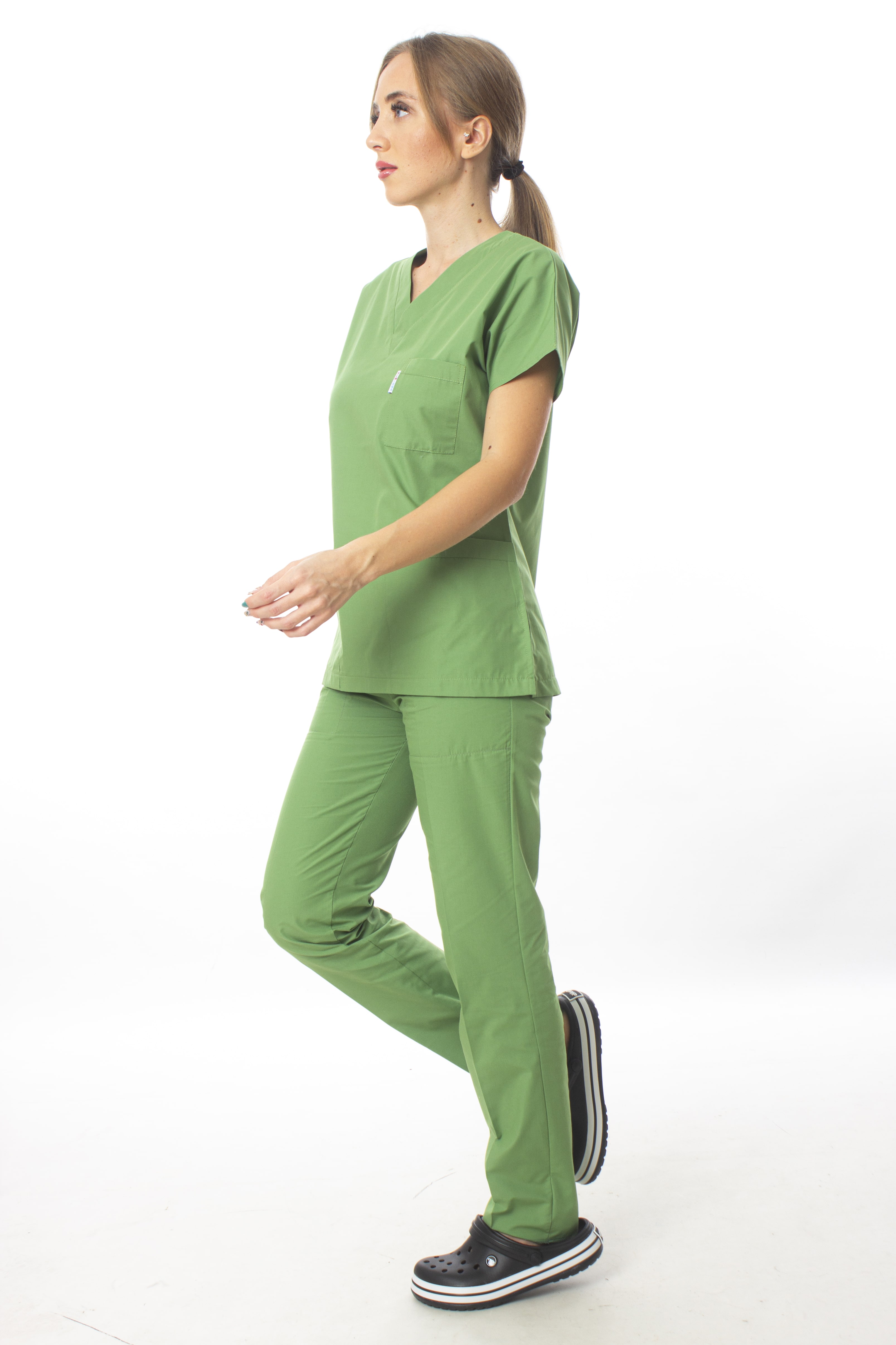 Fıstık Yeşili Cerrahi Doktor Hemşire Scrubs Forma Takım