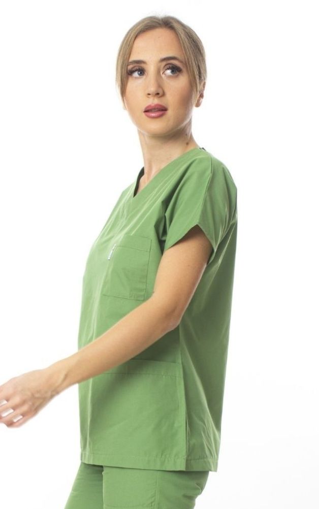 Fıstık Yeşili Cerrahi Doktor Hemşire Scrubs Forma Üst
