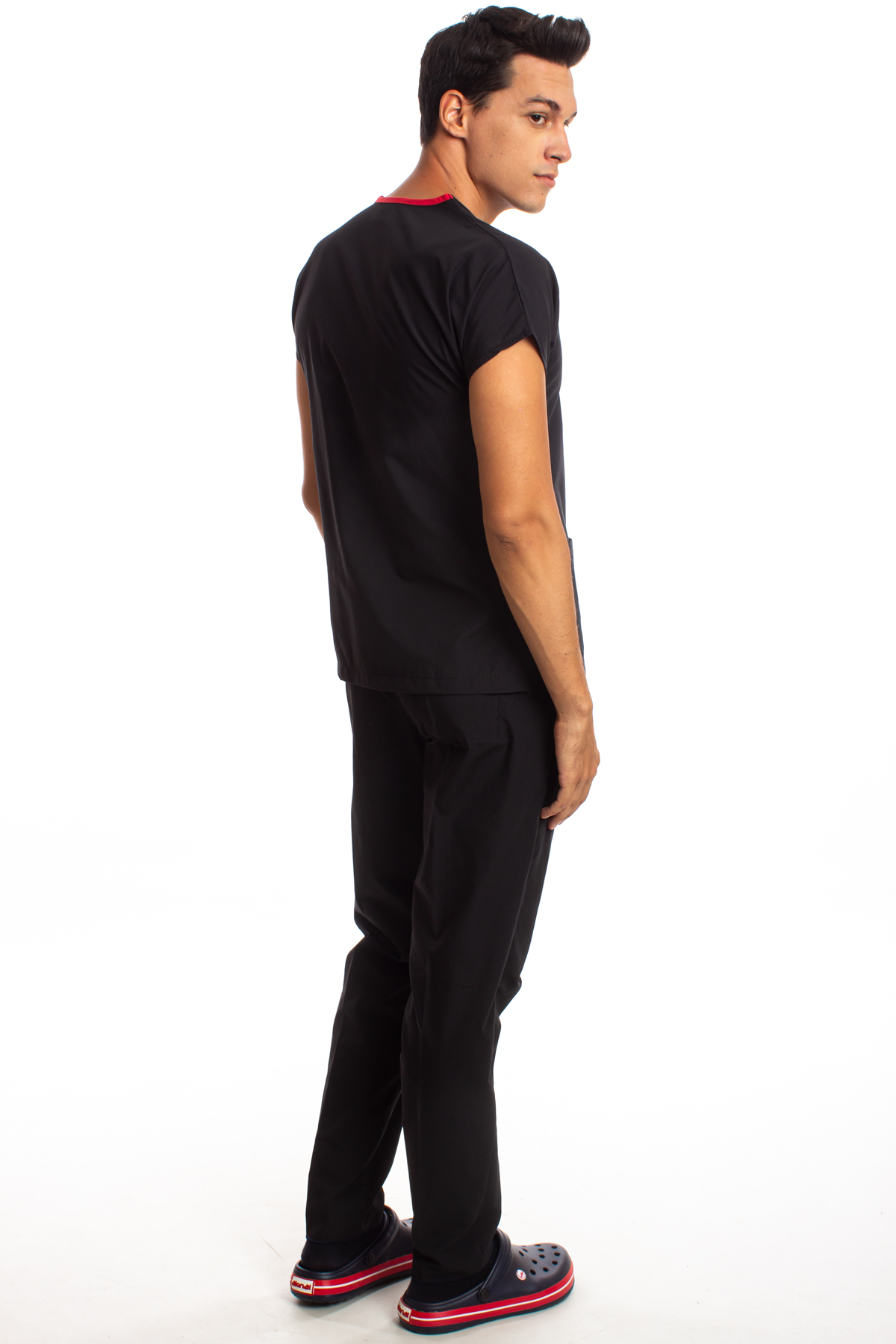 Siyah Erkek Cerrahi Doktor Hemşire Scrubs Forma Takım