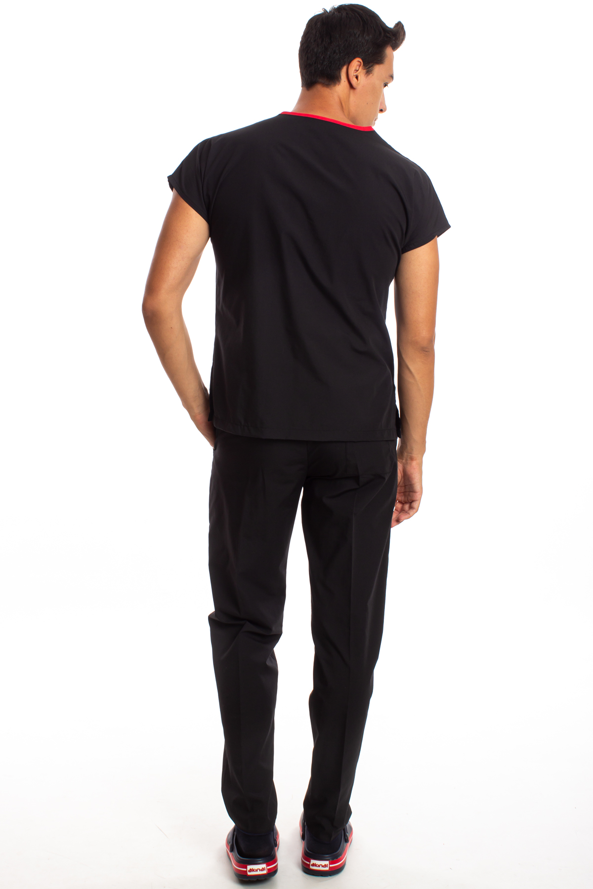 Siyah Erkek Cerrahi Doktor Hemşire Scrubs Forma Takım