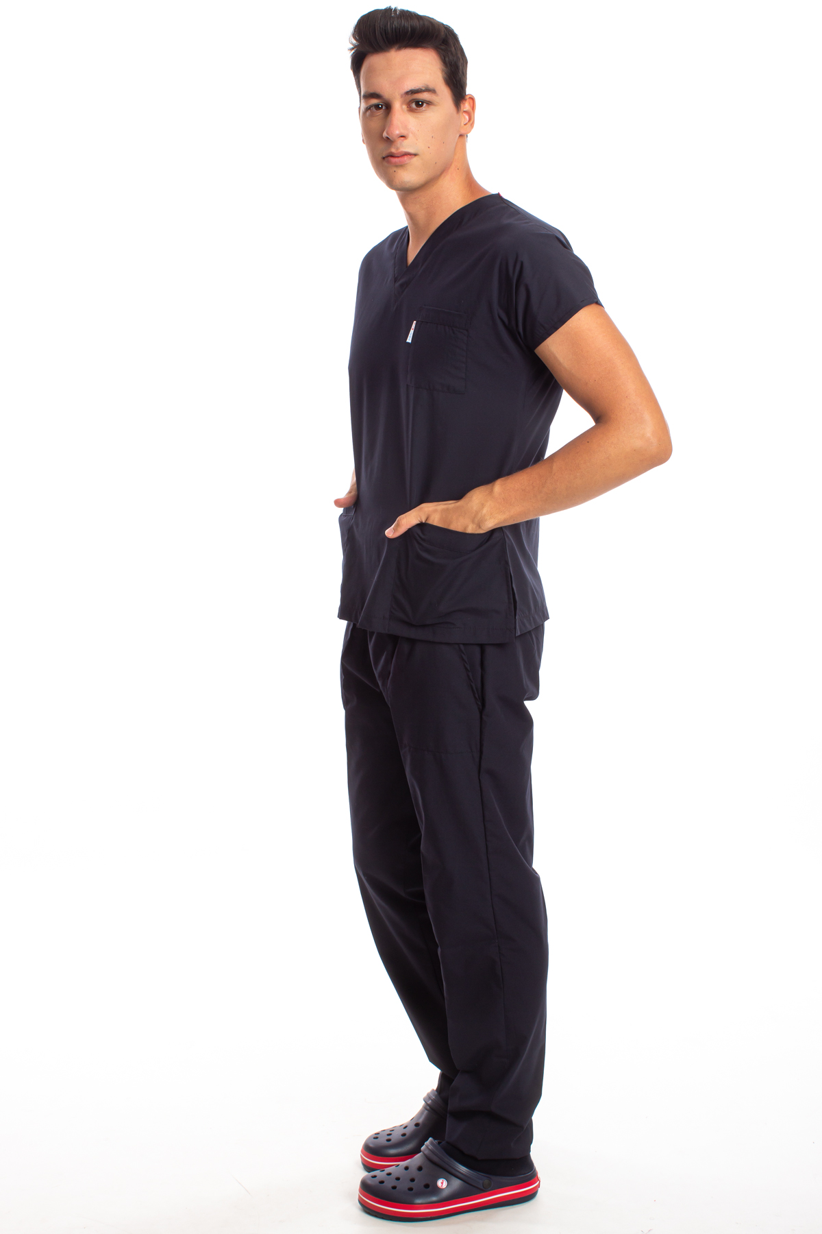 Lacivert Erkek Cerrahi Doktor Hemşire Scrubs Forma Takım