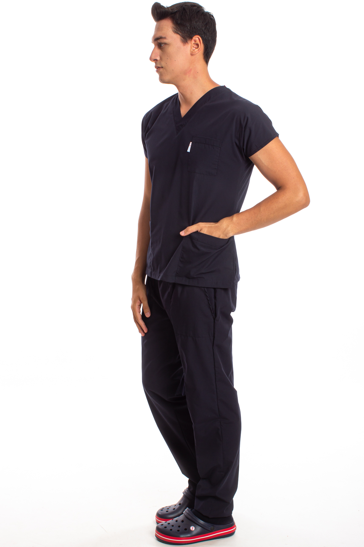 Lacivert Erkek Cerrahi Doktor Hemşire Scrubs Forma Takım