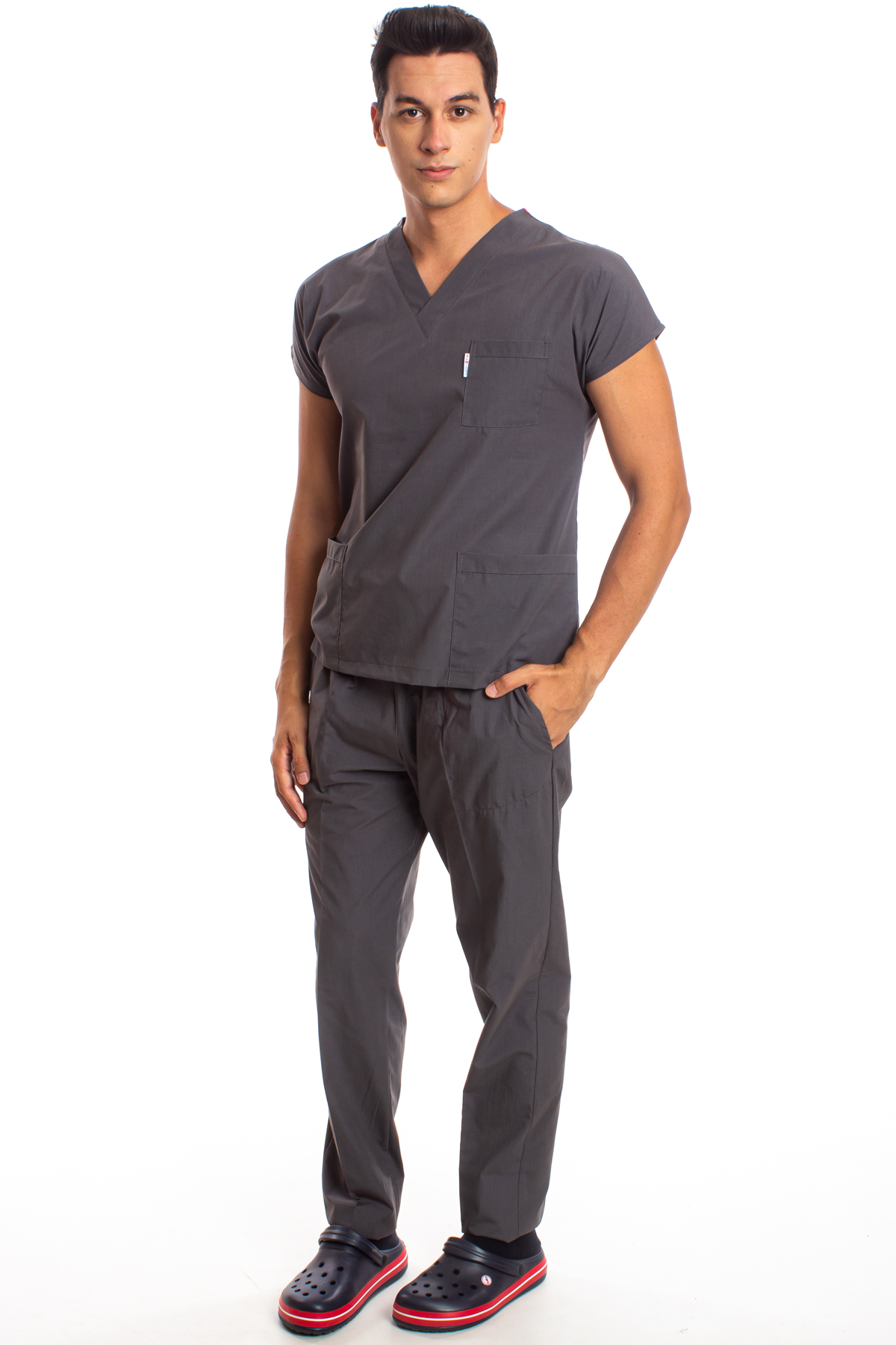 Füme Erkek Cerrahi Doktor Hemşire Scrubs Forma Takım