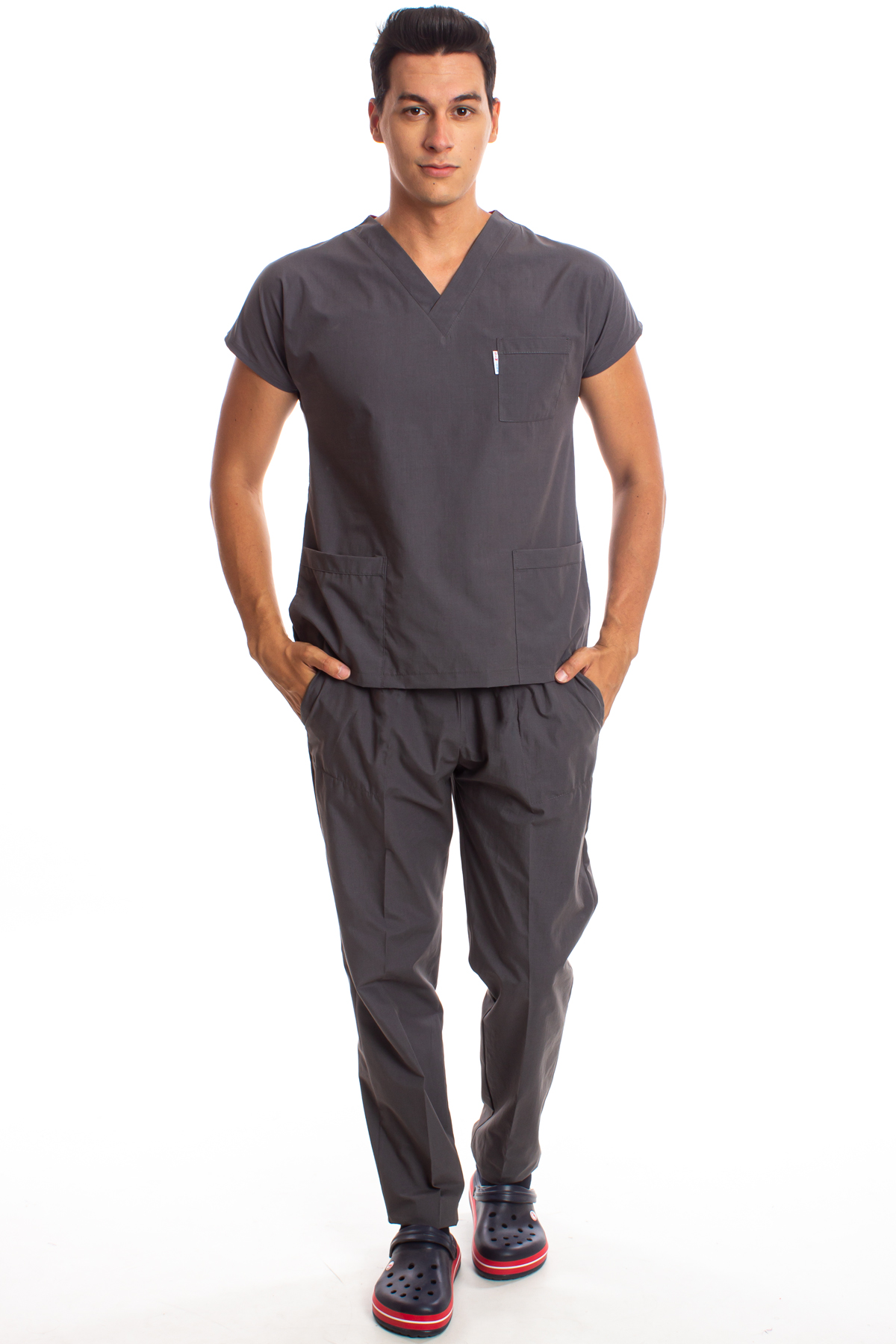Füme Erkek Cerrahi Doktor Hemşire Scrubs Forma Takım