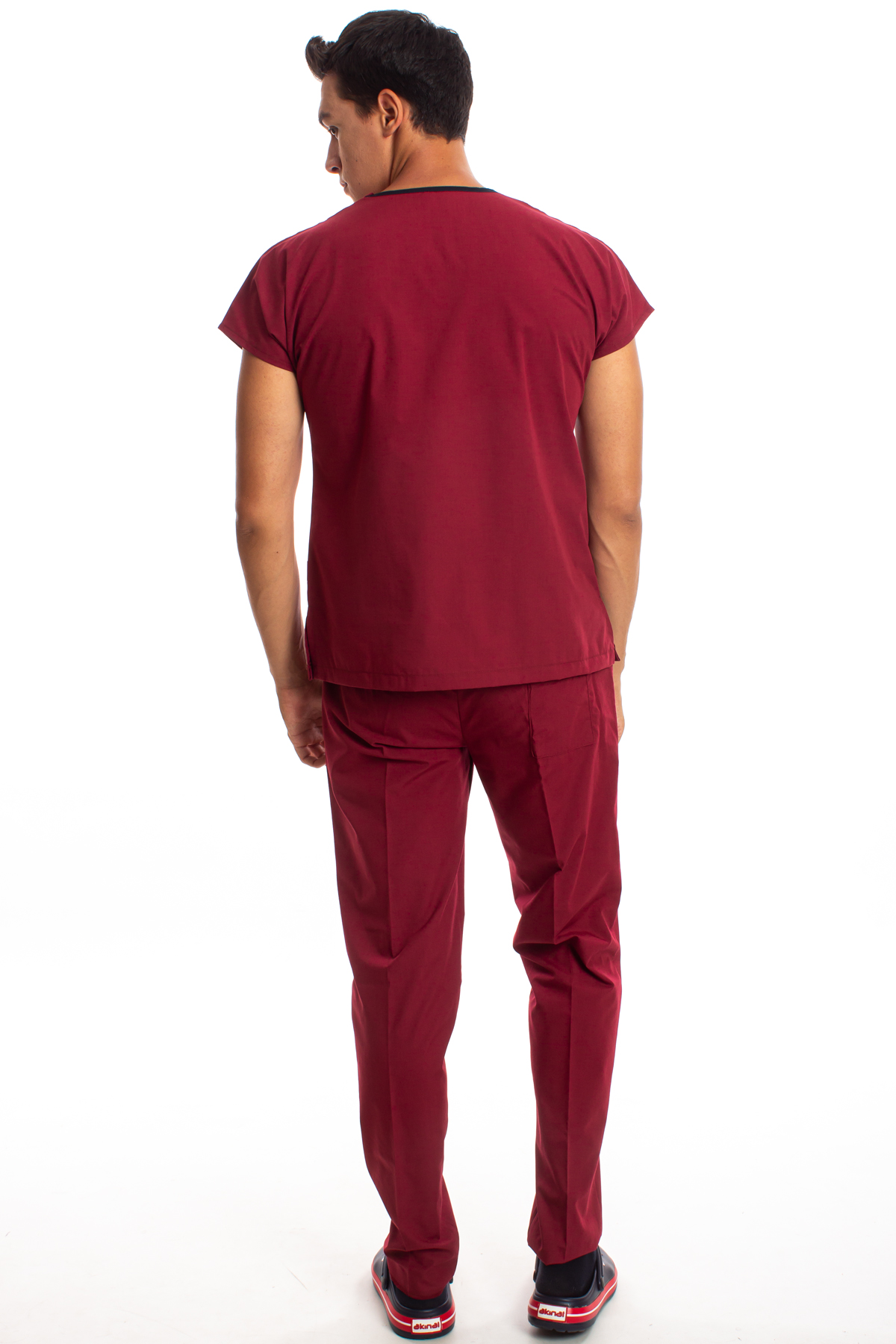 Bordo Erkek Cerrahi Doktor Hemşire Scrubs Forma Takım Erkek