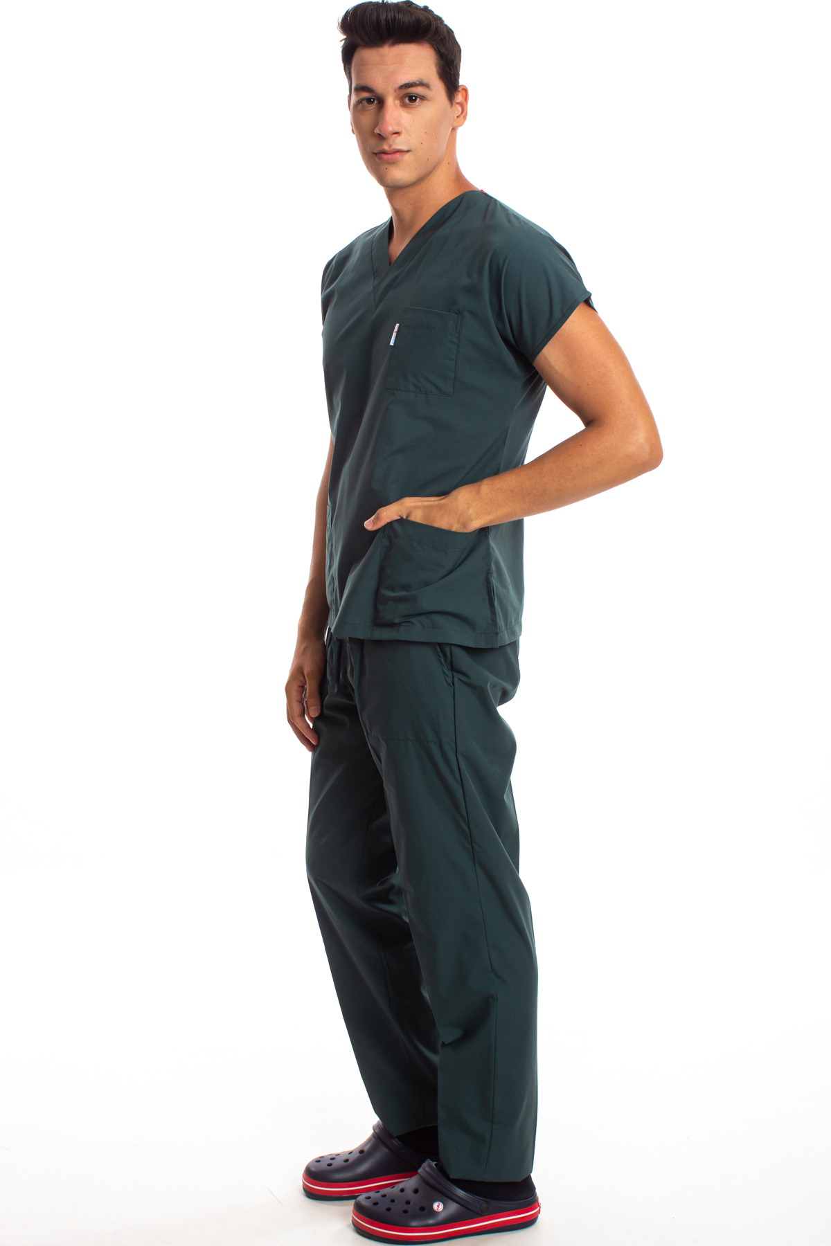 Avcı Yeşili Erkek Cerrahi Doktor Hemşire Scrubs Forma Takım