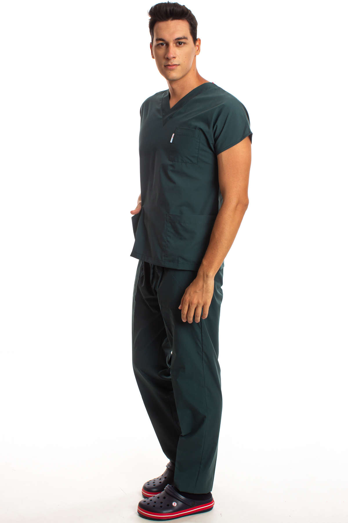 Avcı Yeşili Erkek Cerrahi Doktor Hemşire Scrubs Forma Takım