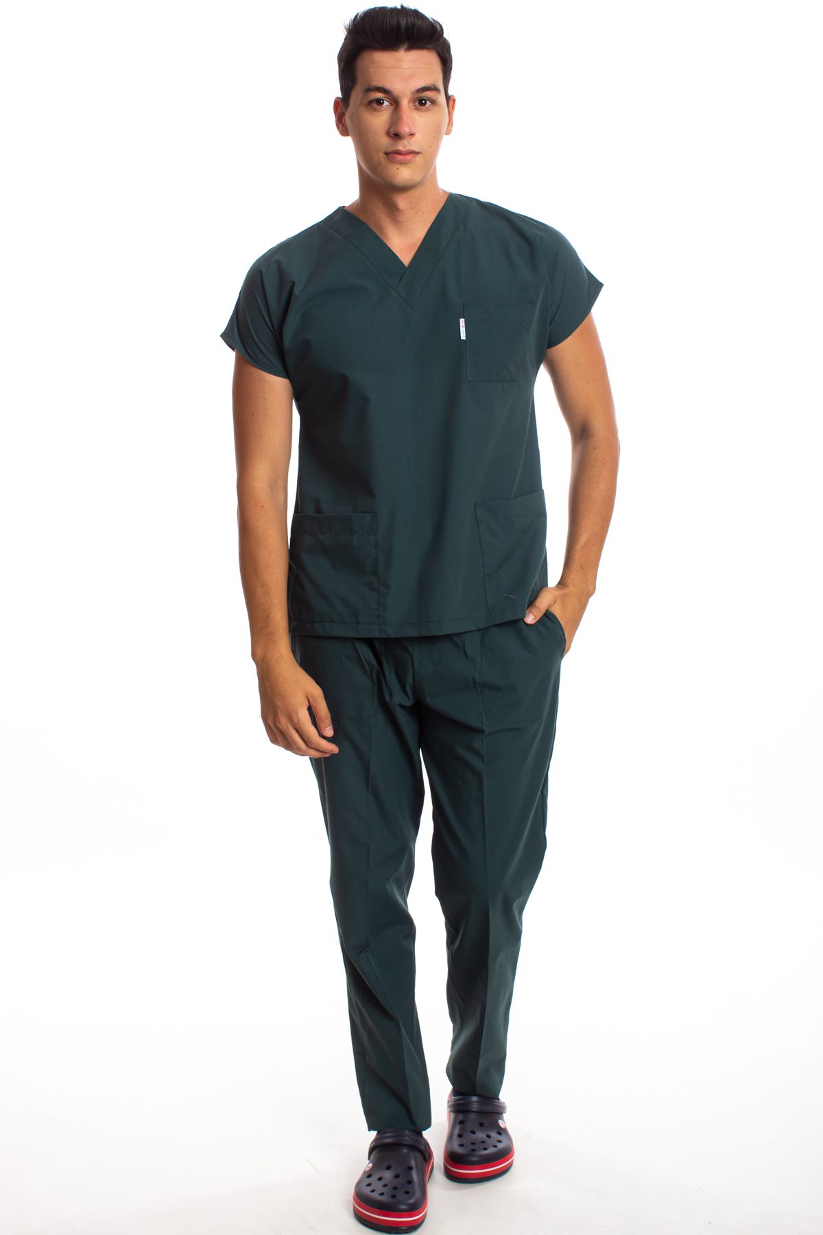 Avcı Yeşili Erkek Cerrahi Doktor Hemşire Scrubs Forma Takım