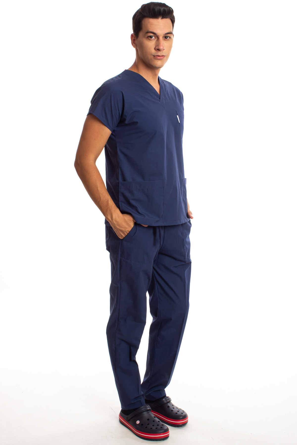 Petrol Mavisi Erkek Cerrahi Doktor Hemşire Scrubs Forma Takım