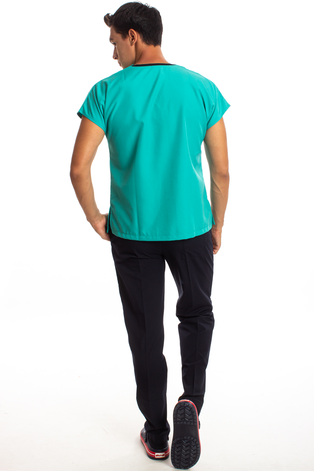 Alpaka Üst Benetton Yeşili Alt Lacivert Erkek Cerrahi Doktor Hemşire Scrubs Forma Takım