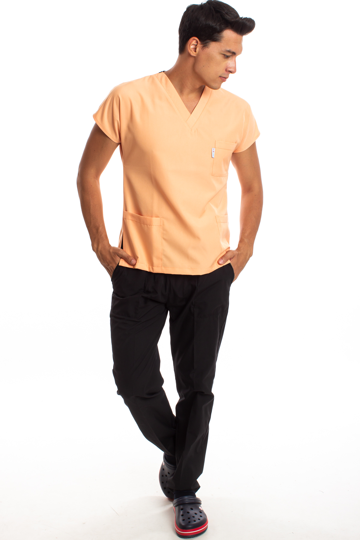 Alpaka Üst Kavuniçi Alt Siyah Erkek Cerrahi Doktor Hemşire Scrubs Forma Takım