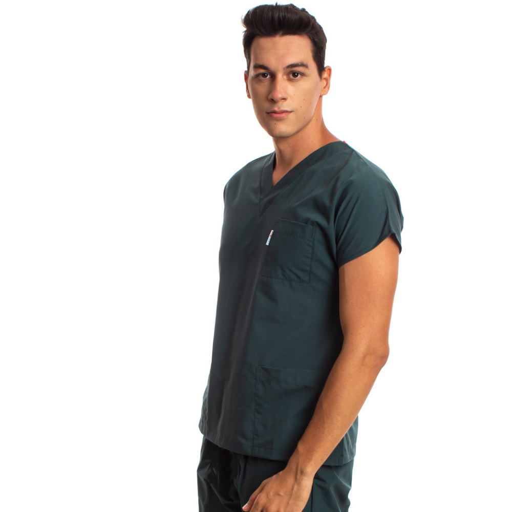Avcı Yeşili Erkek Cerrahi Doktor Hemşire Scrubs Forma Üst