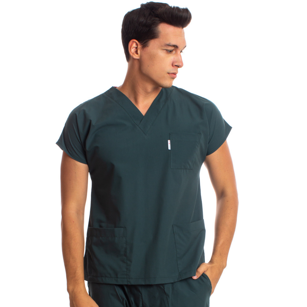 Avcı Yeşili Erkek Cerrahi Doktor Hemşire Scrubs Forma Üst