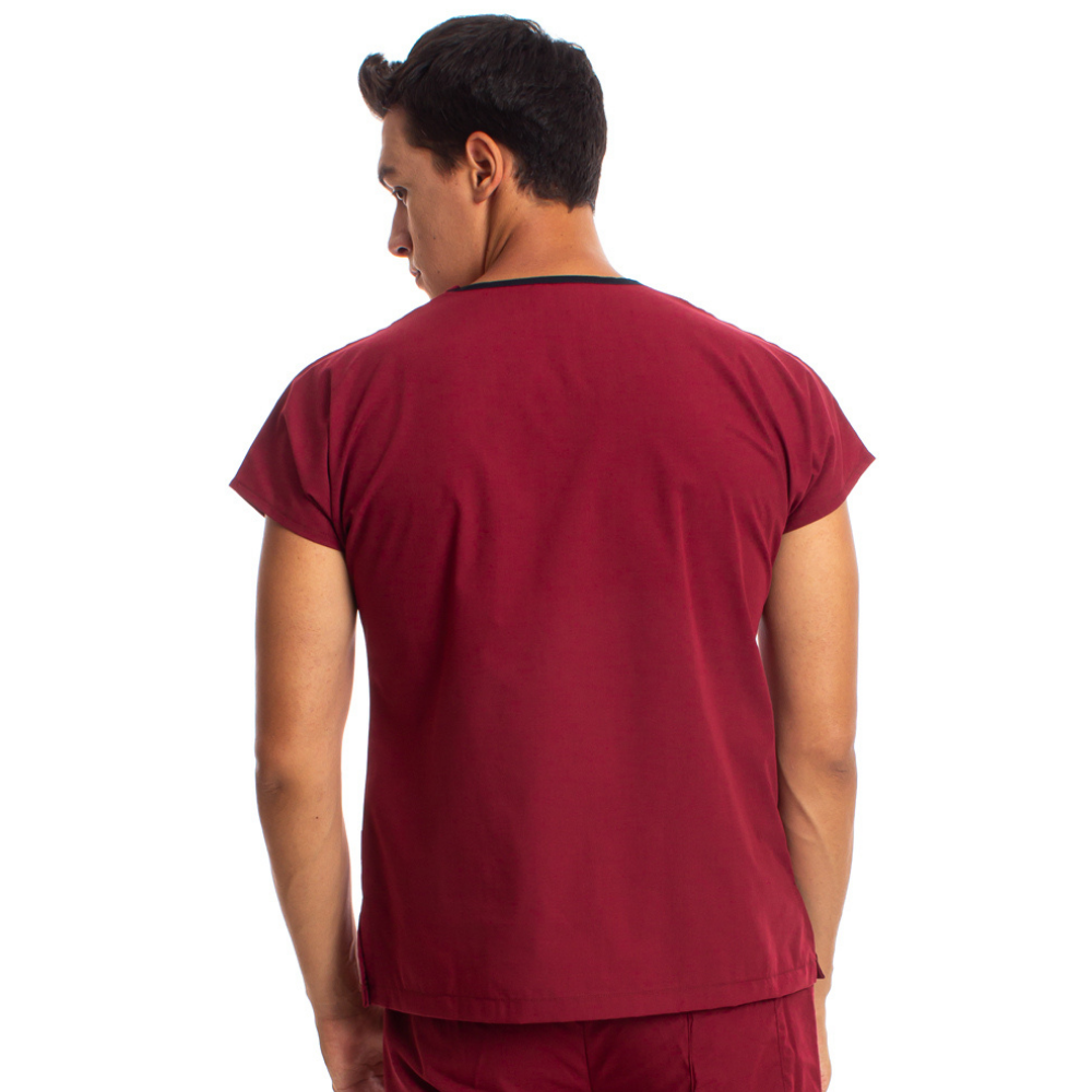 Bordo Erkek Cerrahi Doktor Hemşire Scrubs Forma Üst