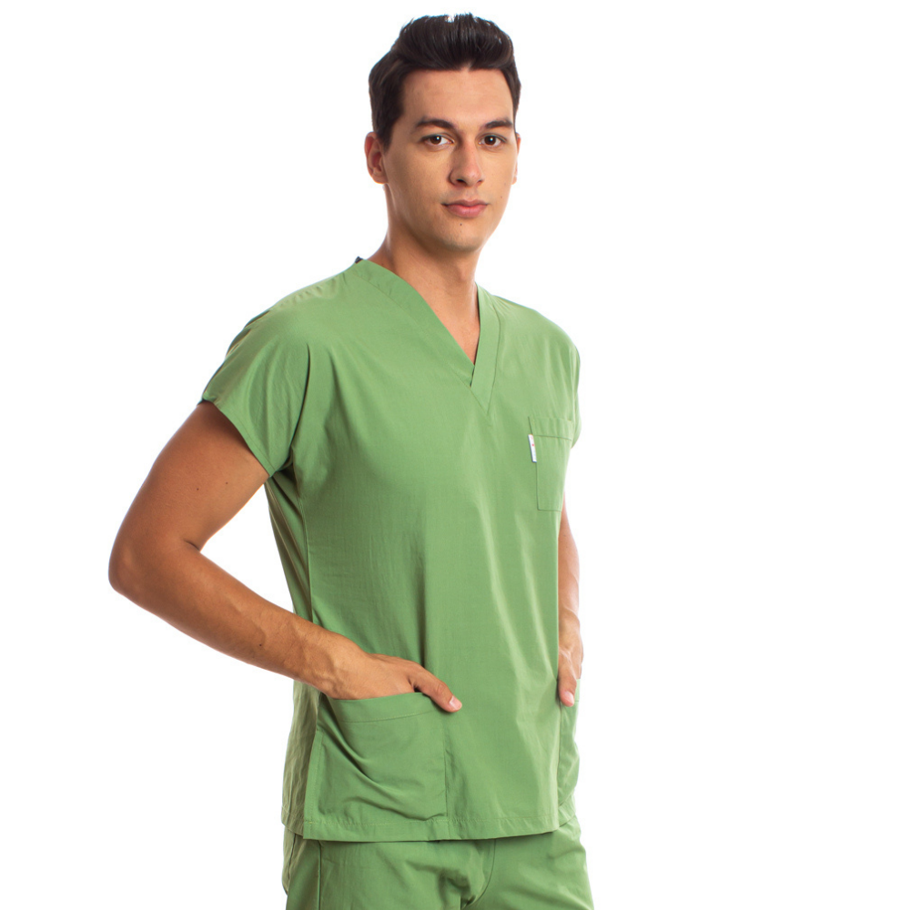 Fıstık Yeşili Erkek Cerrahi Doktor Hemşire Scrubs Forma Üst
