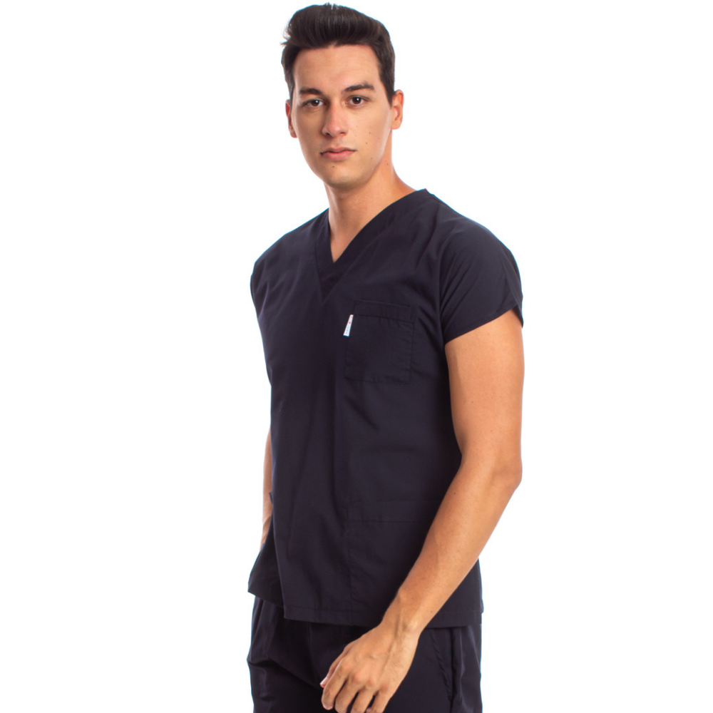 Lacivert Erkek Cerrahi Doktor Hemşire Scrubs Forma Üst