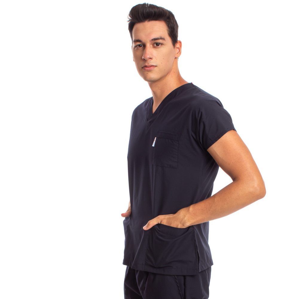 Lacivert Erkek Cerrahi Doktor Hemşire Scrubs Forma Üst