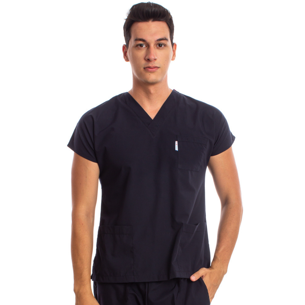 Lacivert Erkek Cerrahi Doktor Hemşire Scrubs Forma Üst