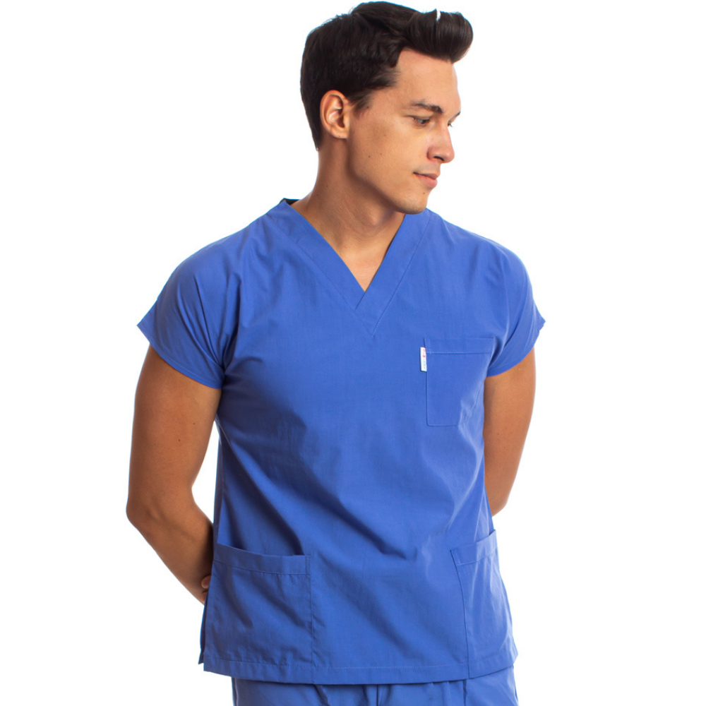 Parlement Mavisi Erkek Cerrahi Doktor Hemşire Scrubs Forma Üst