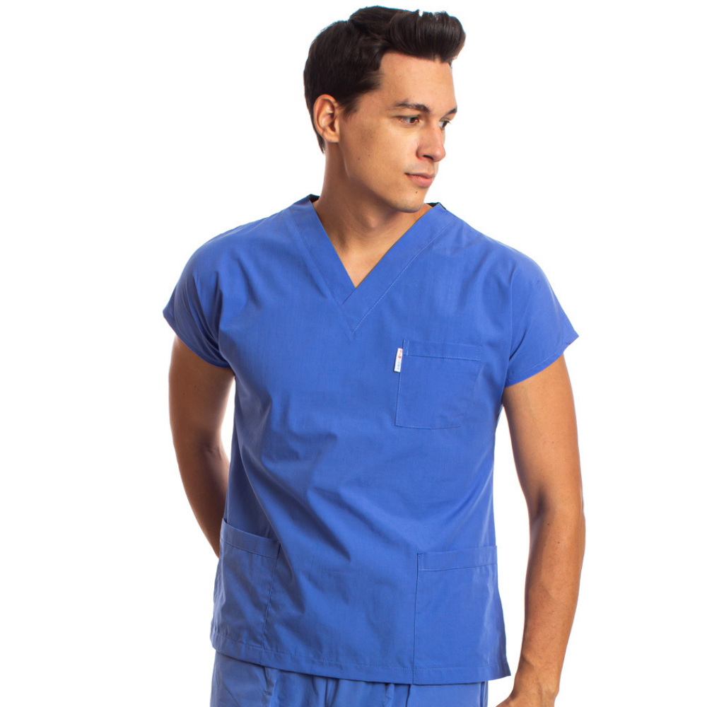 Parlement Mavisi Erkek Cerrahi Doktor Hemşire Scrubs Forma Üst