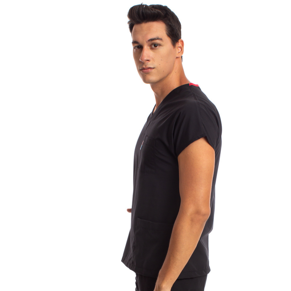 Siyah Erkek Cerrahi Doktor Hemşire Scrubs Forma Üst