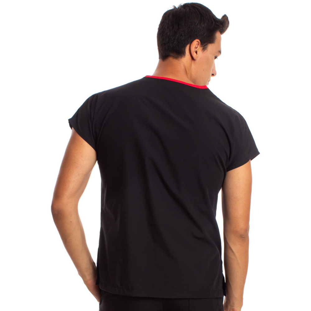 Siyah Erkek Cerrahi Doktor Hemşire Scrubs Forma Üst