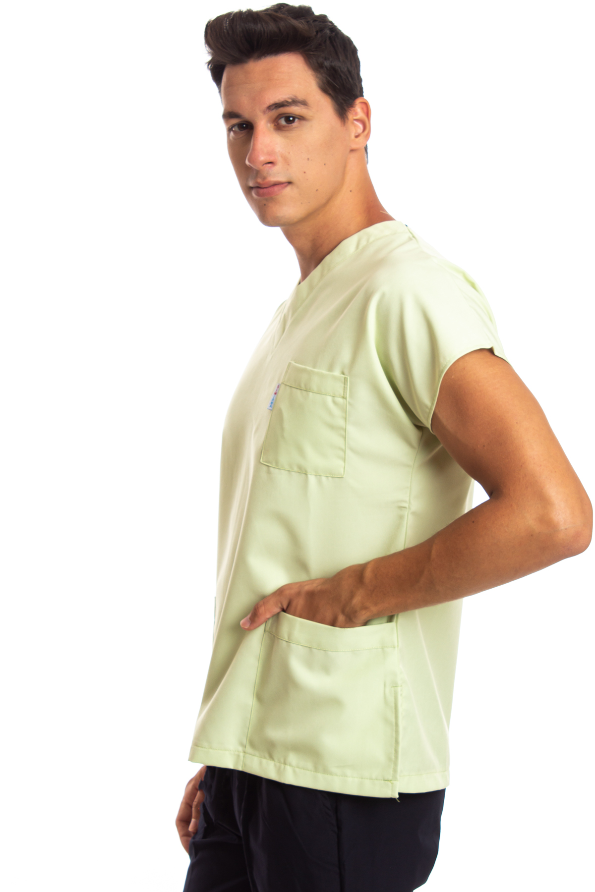 Alpaka Açık Yeşil Erkek Cerrahi Doktor Hemşire Scrubs Forma Üst