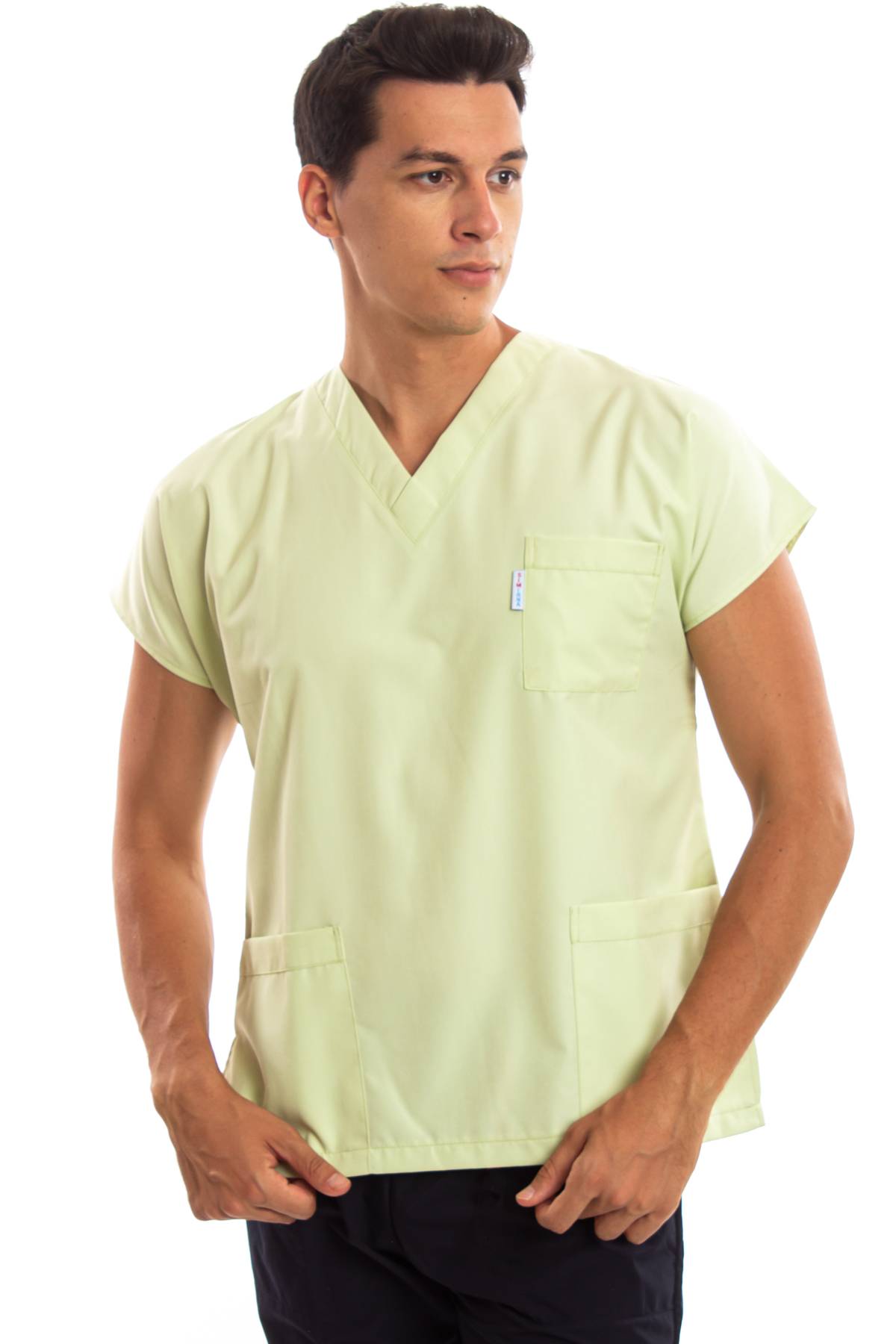 Alpaka Açık Yeşil Erkek Cerrahi Doktor Hemşire Scrubs Forma Üst