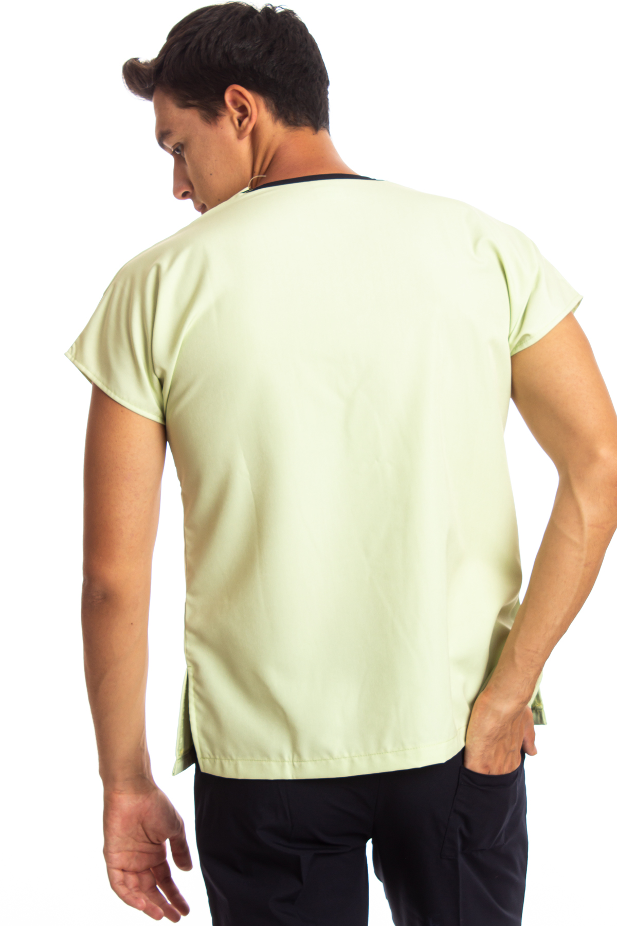 Alpaka Açık Yeşil Erkek Cerrahi Doktor Hemşire Scrubs Forma Üst