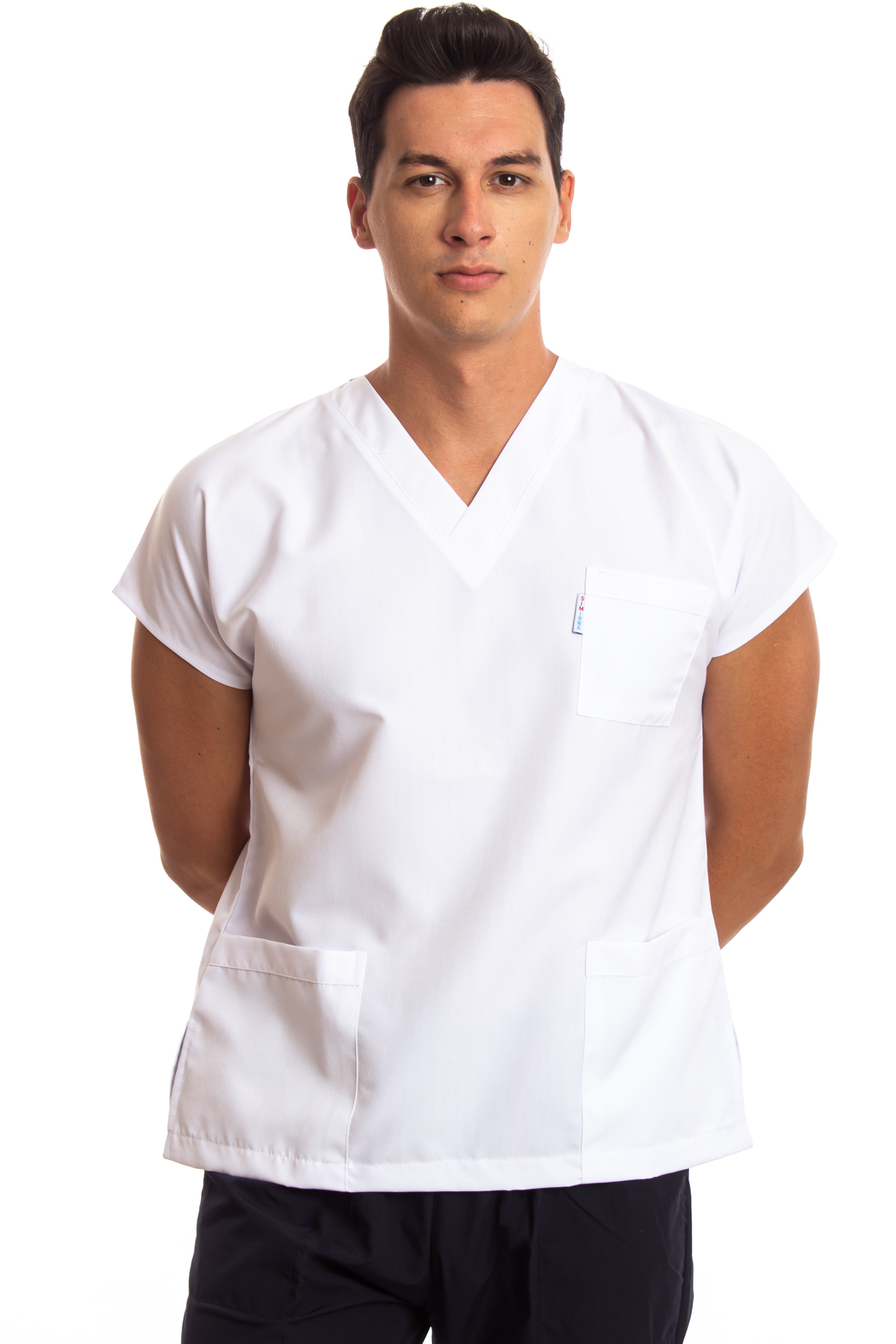 Alpaka Beyaz Erkek Cerrahi Doktor Hemşire Scrubs Forma Üst