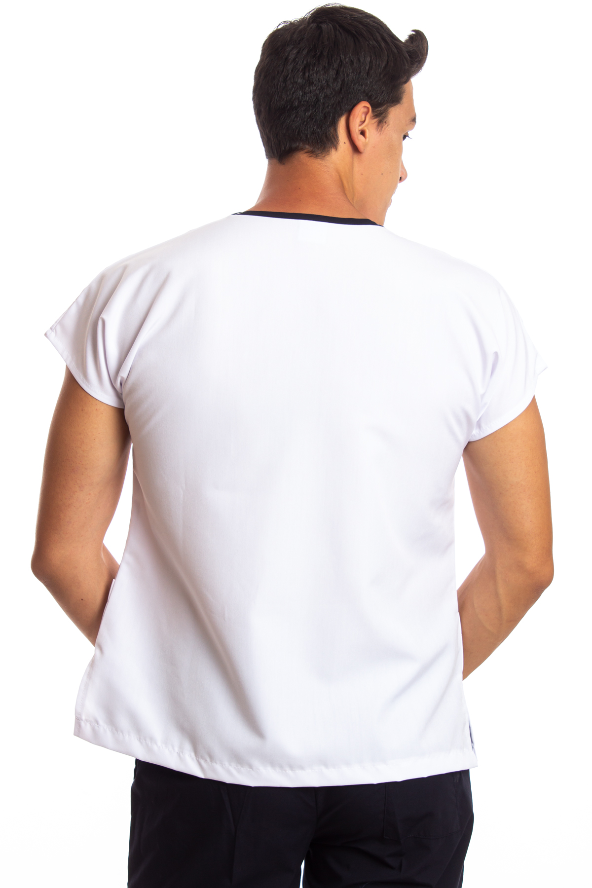 Alpaka Beyaz Erkek Cerrahi Doktor Hemşire Scrubs Forma Üst