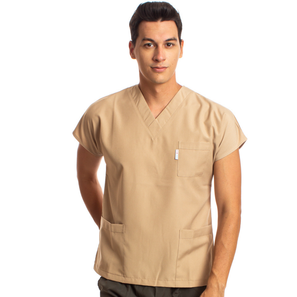 Alpaka Camel Erkek Cerrahi Doktor Hemşire Scrubs Forma Üst