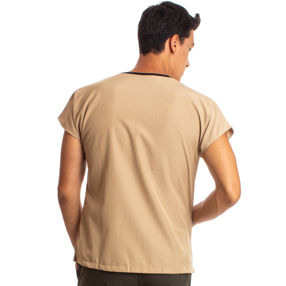 Alpaka Camel Erkek Cerrahi Doktor Hemşire Scrubs Forma Üst