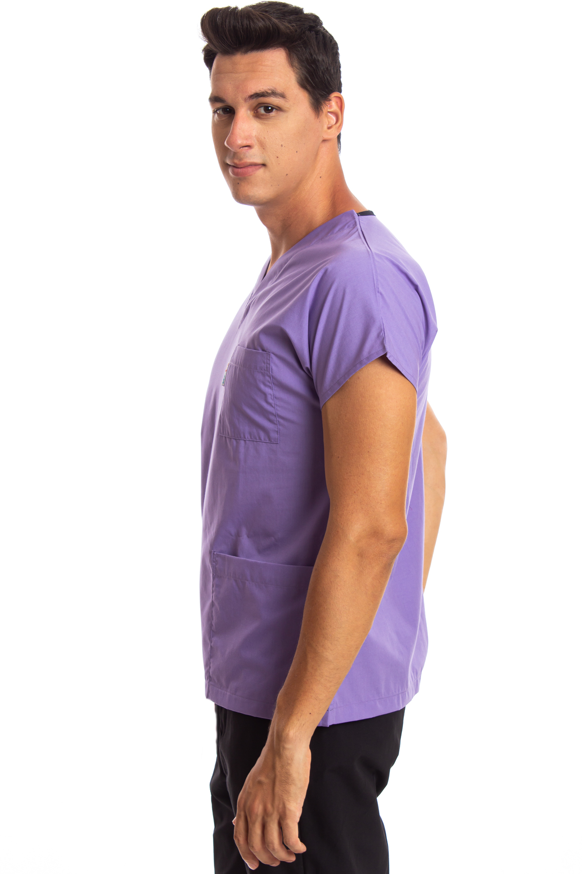 Lila Erkek Cerrahi Doktor Hemşire Scrubs Forma Üst