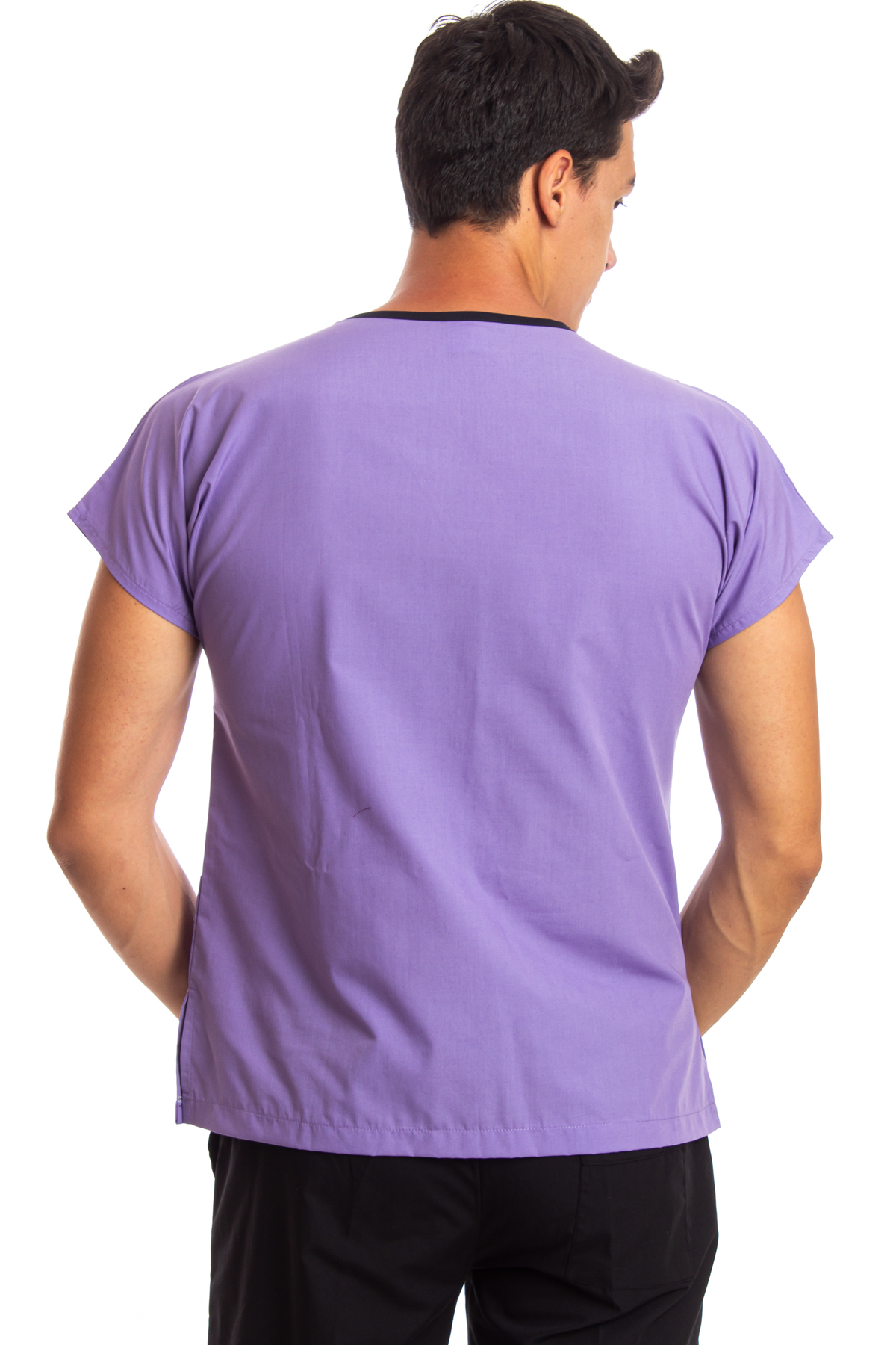 Lila Erkek Cerrahi Doktor Hemşire Scrubs Forma Üst