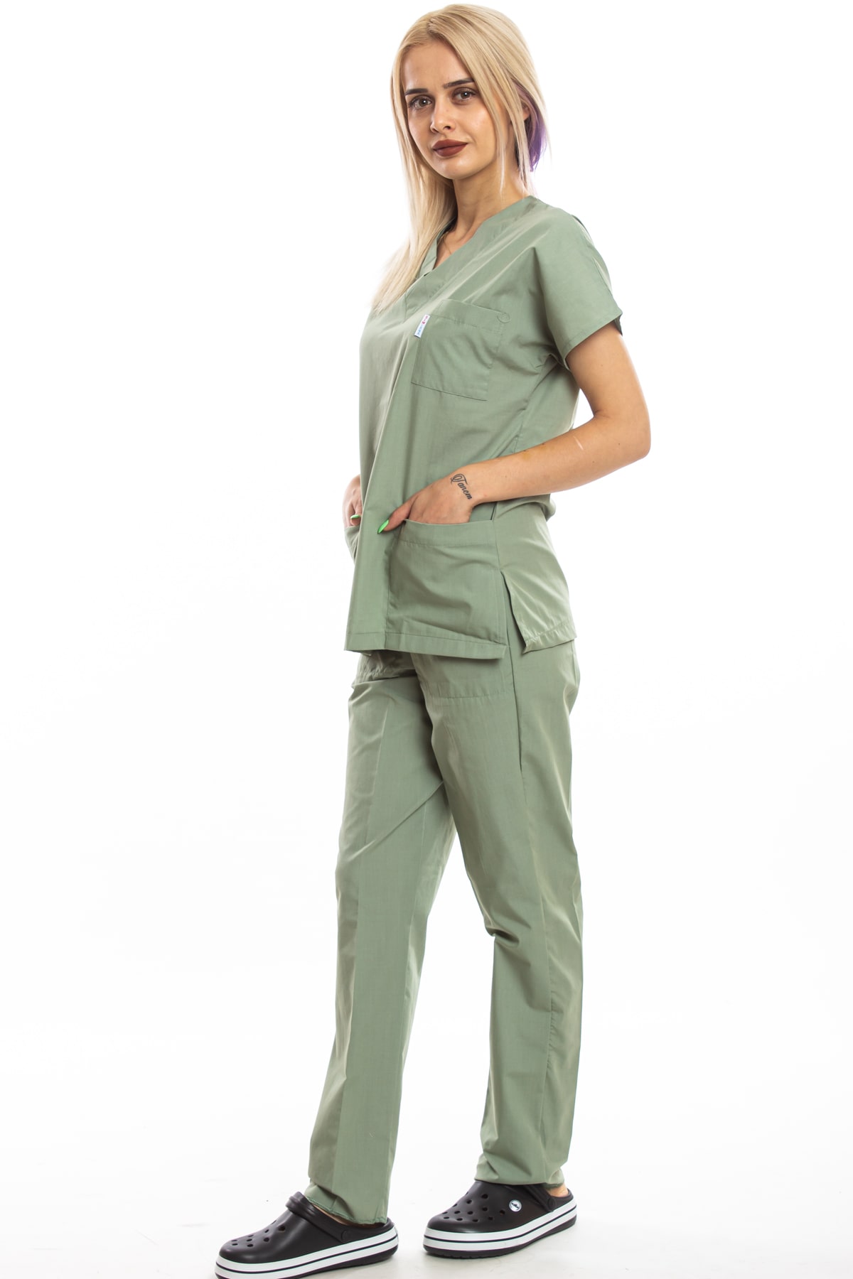 Küf Yeşili Cerrahi Doktor Hemşire Scrubs Forma Takım