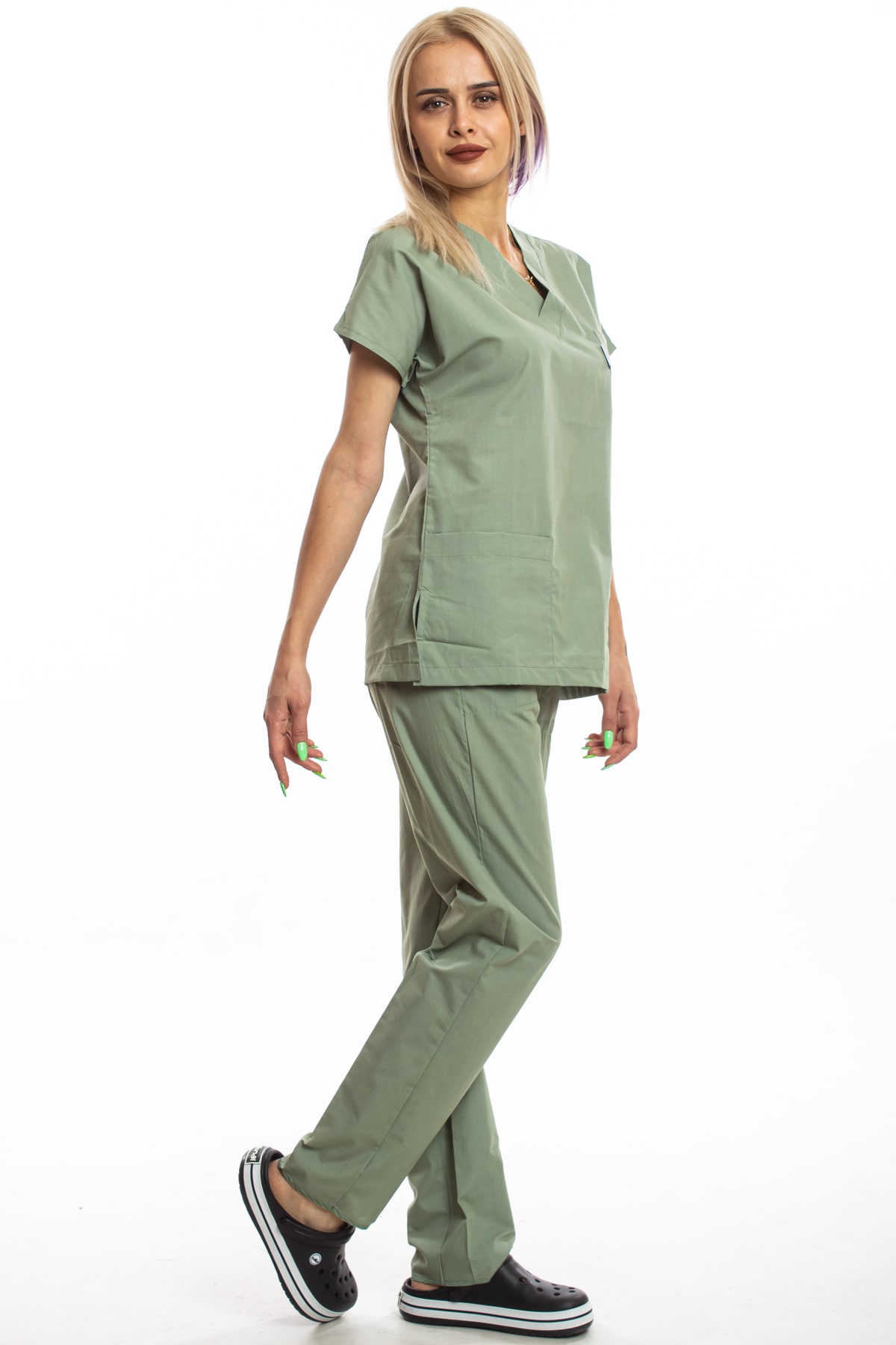 Küf Yeşili Cerrahi Doktor Hemşire Scrubs Forma Takım