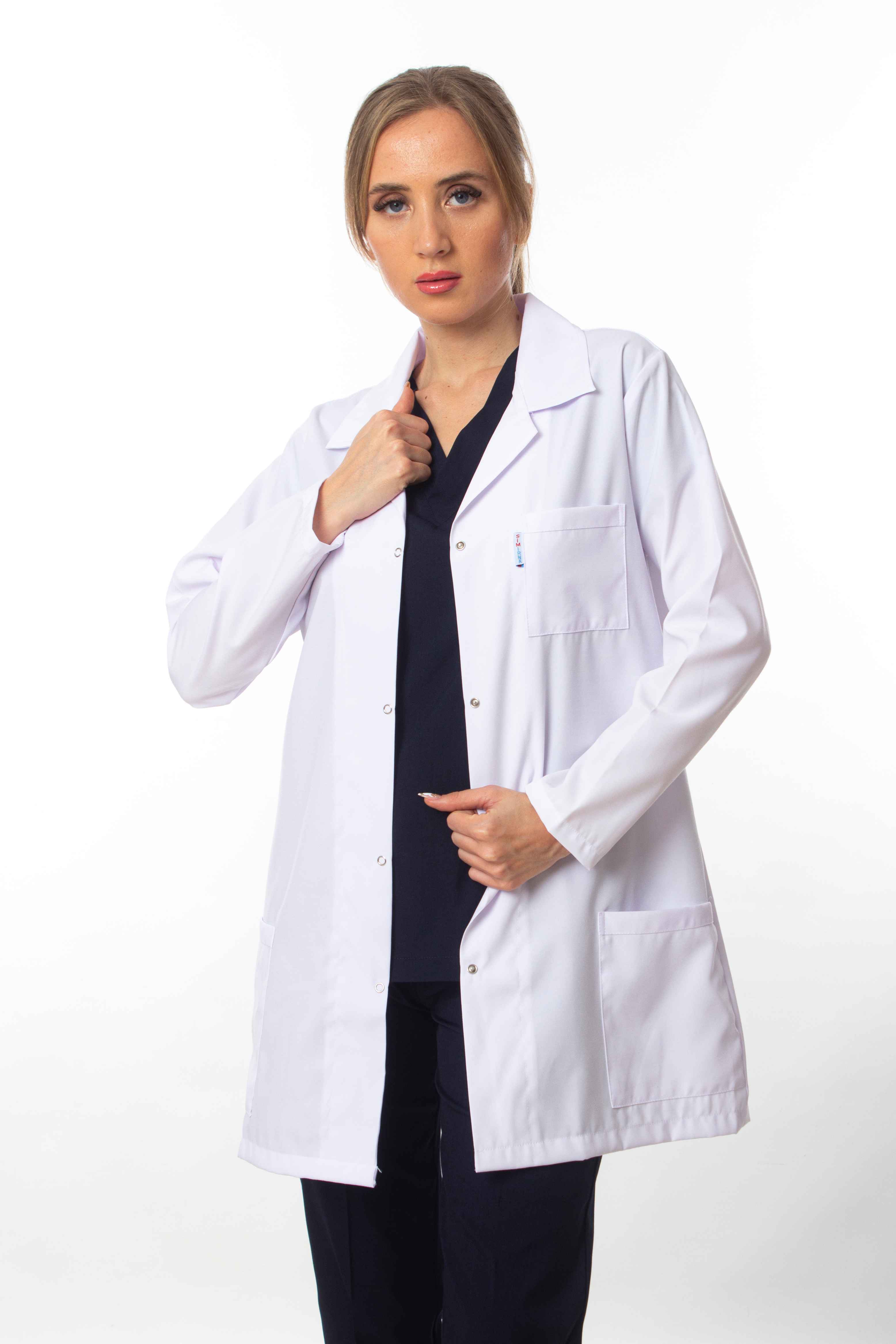 BEYAZ ÖNLÜK KADIN UZUN KOL UZUN BOY NORMAL YAKA DOKTOR HEMŞİRE ÖĞRETMEN ÖNLÜĞÜ