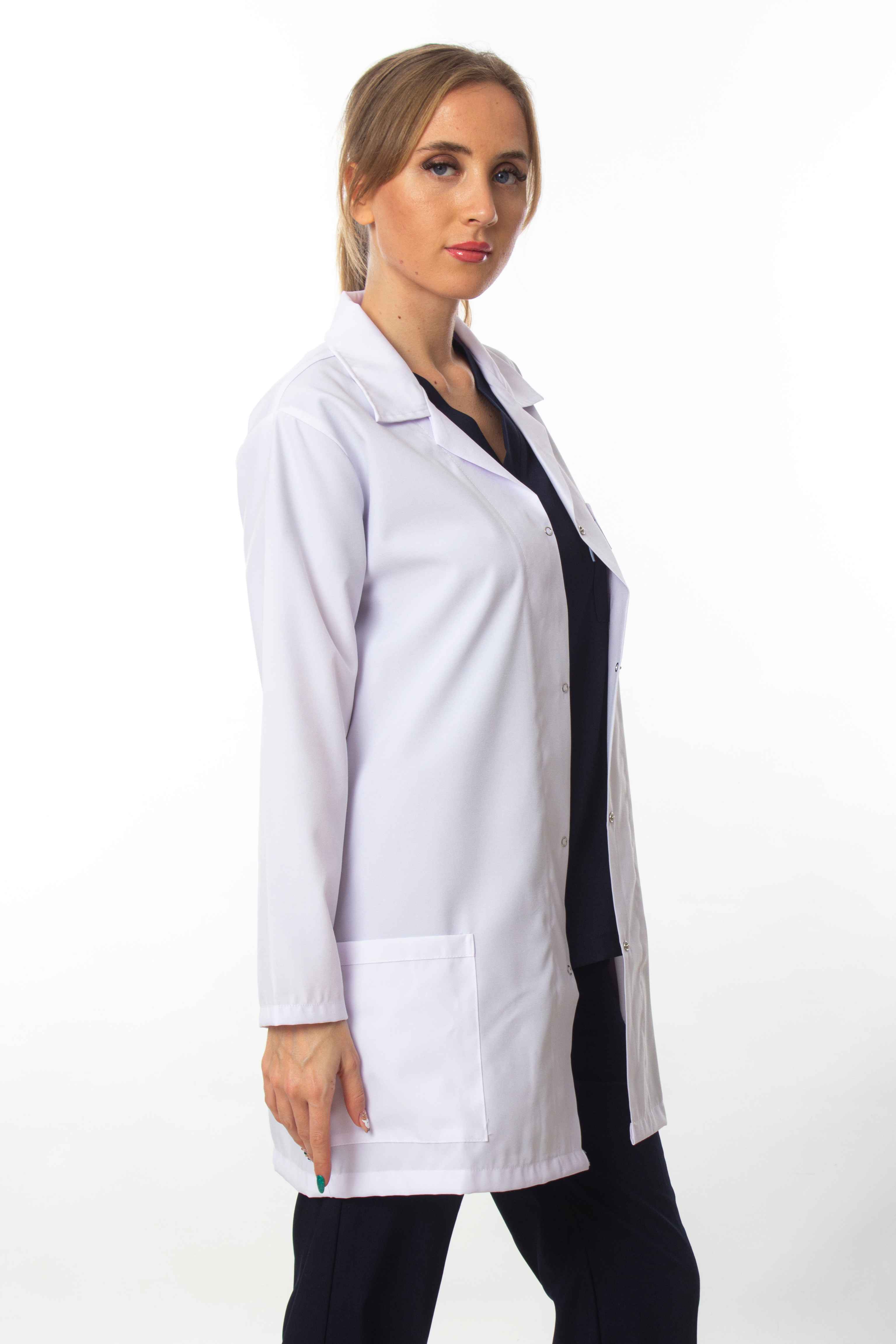 BEYAZ ÖNLÜK KADIN UZUN KOL UZUN BOY NORMAL YAKA DOKTOR HEMŞİRE ÖĞRETMEN ÖNLÜĞÜ